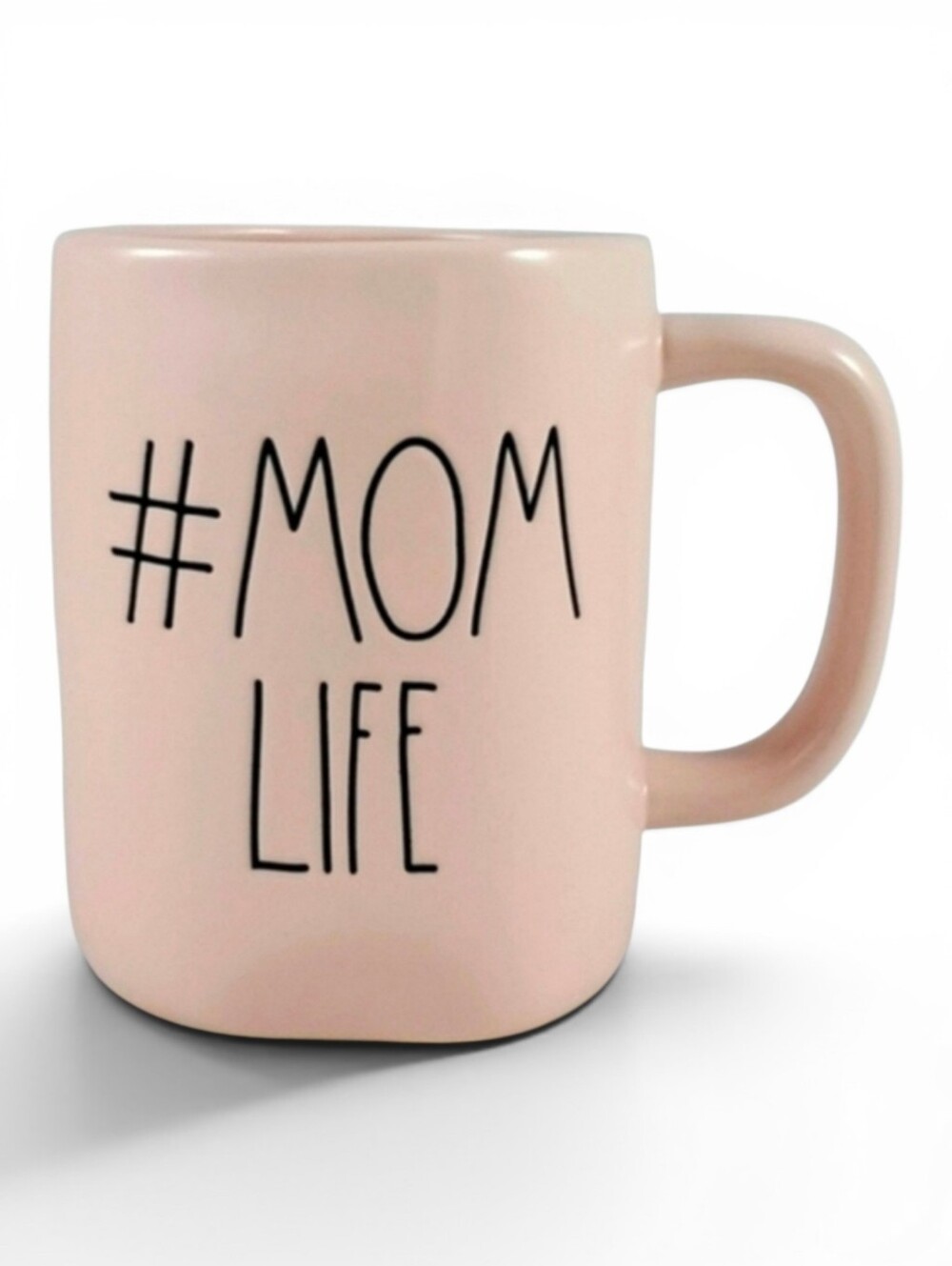 NWT Rae Dunn Artisan Collection Pink Ceramic Mom Life Large Letter Mug
